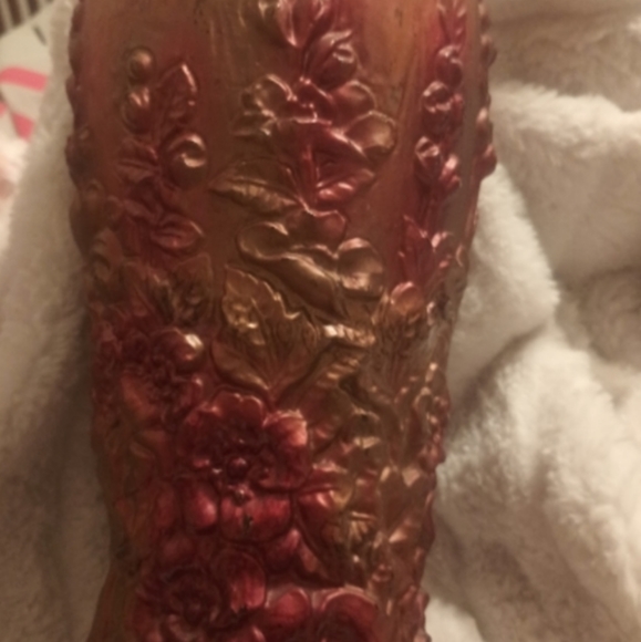 HP 9/9! Antique Victorian Large Goofus Glass Vase Two Birds Floral Background - Picture 6 of 15